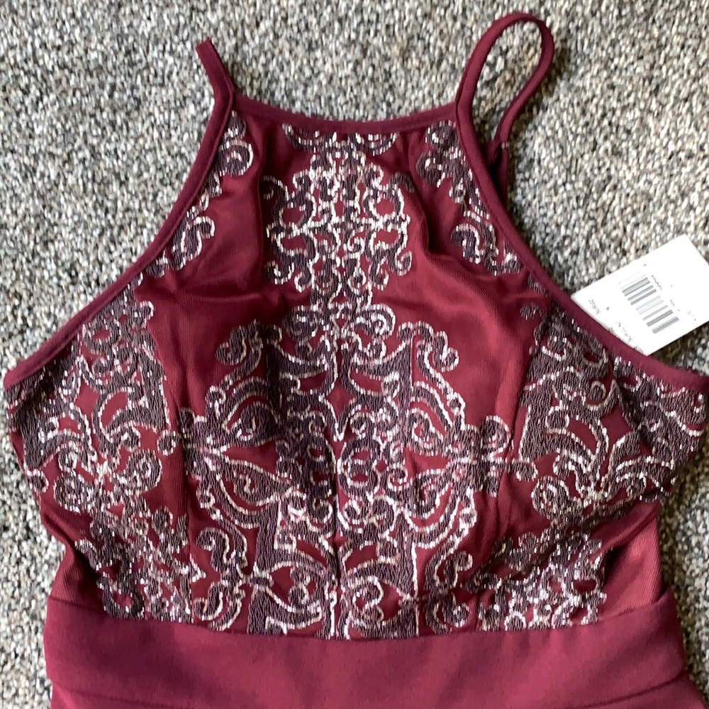 Burgundy dress with pewter sparkles